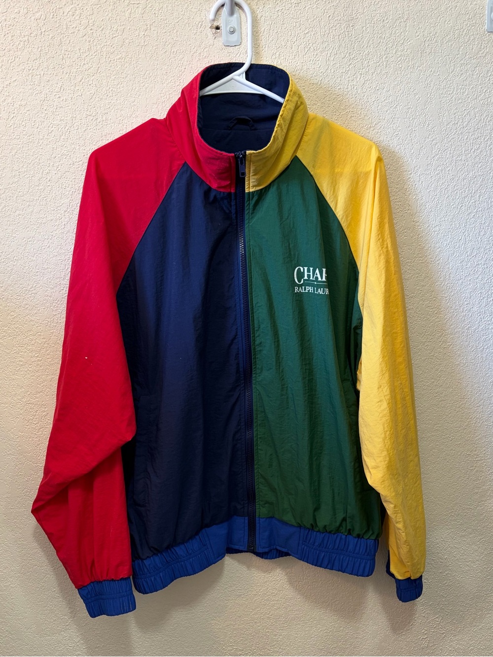 Vintage 90s Chaps Ralph Lauren Colorblock Windbreaker Jacket Mens Full Zip